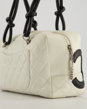*HOT* Chanel Vintage White and Black Quilted Lambskin Cambon Rectangular Bag