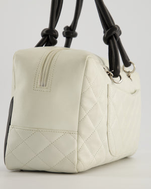 *HOT* Chanel Vintage White and Black Quilted Lambskin Cambon Rectangular Bag