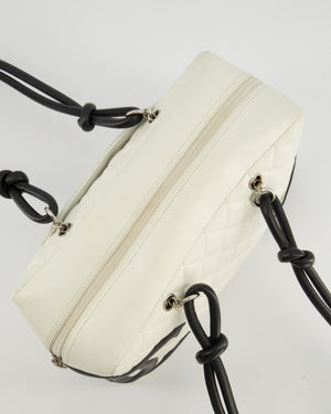 *HOT* Chanel Vintage White and Black Quilted Lambskin Cambon Rectangular Bag