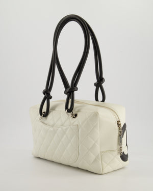 *HOT* Chanel Vintage White and Black Quilted Lambskin Cambon Rectangular Bag