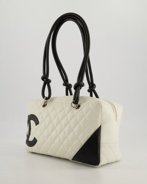 *HOT* Chanel Vintage White and Black Quilted Lambskin Cambon Rectangular Bag