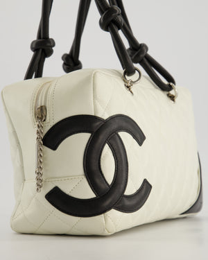 *HOT* Chanel Vintage White and Black Quilted Lambskin Cambon Rectangular Bag