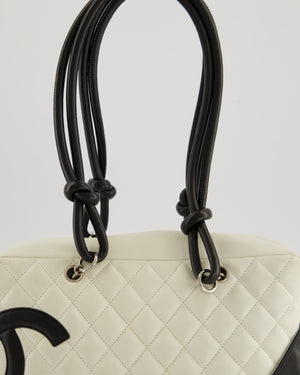 *HOT* Chanel Vintage White and Black Quilted Lambskin Cambon Rectangular Bag