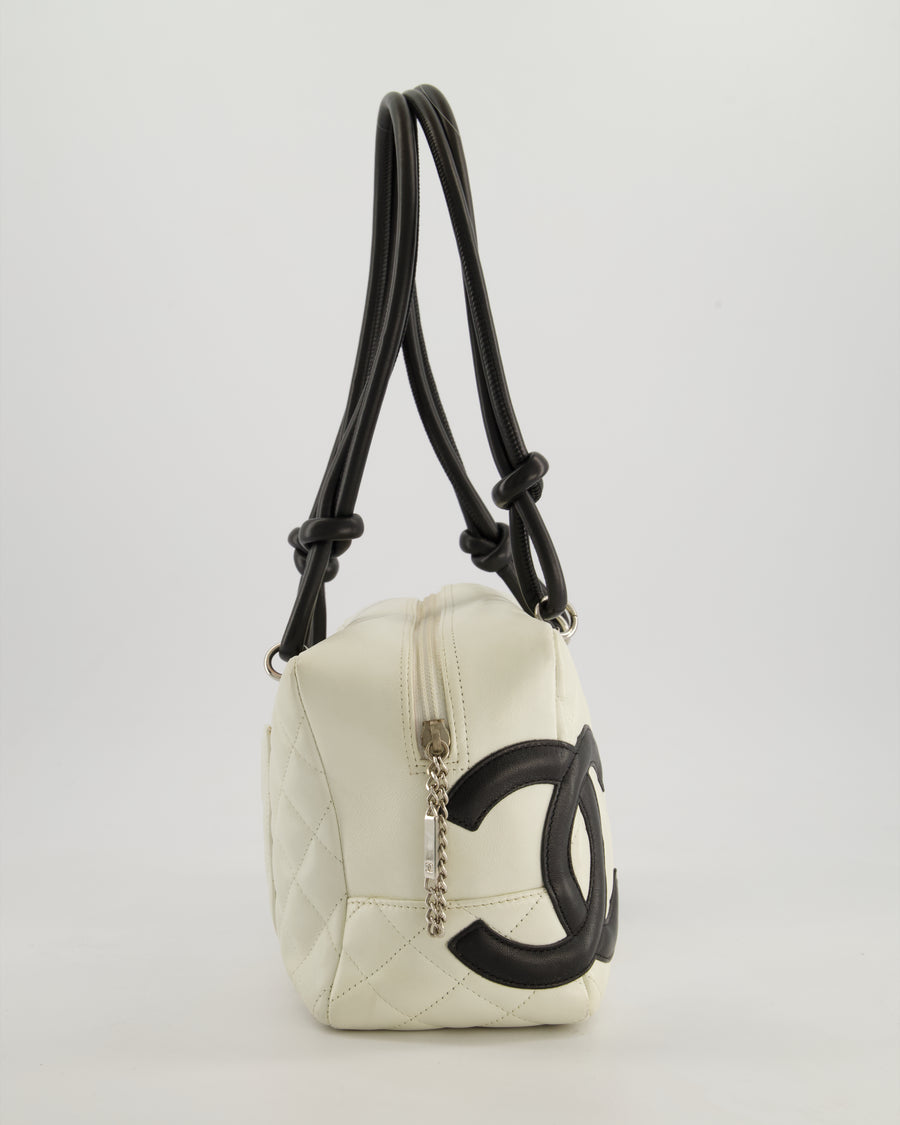 *HOT* Chanel Vintage White and Black Quilted Lambskin Cambon Rectangular Bag