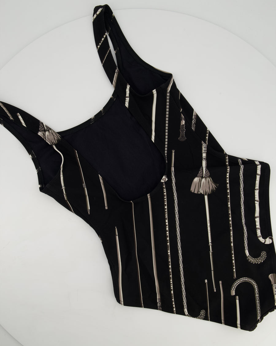 Hermès Black Cannes Et Canne One-Piece Swim Suit Size FR 36 (UK 8)