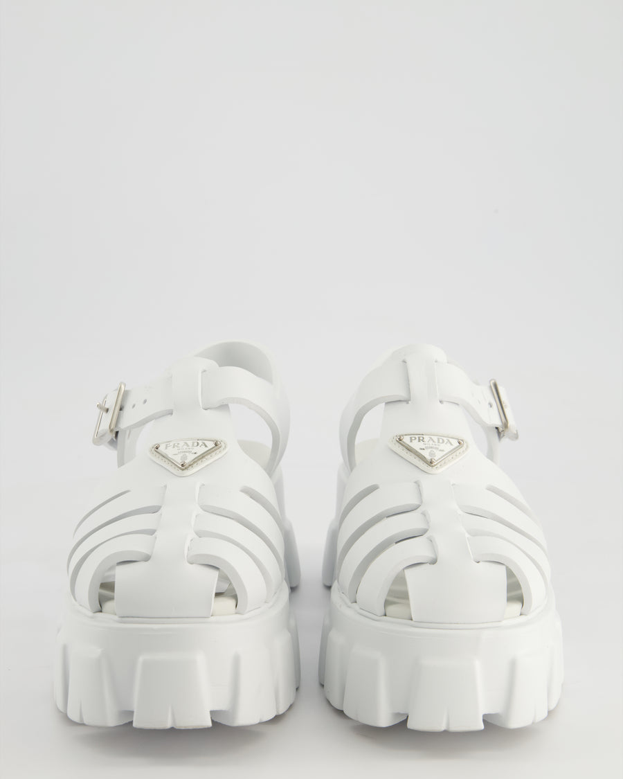 Prada White Rubber Platform Monolith Sandals Size EU 37 RRP £650