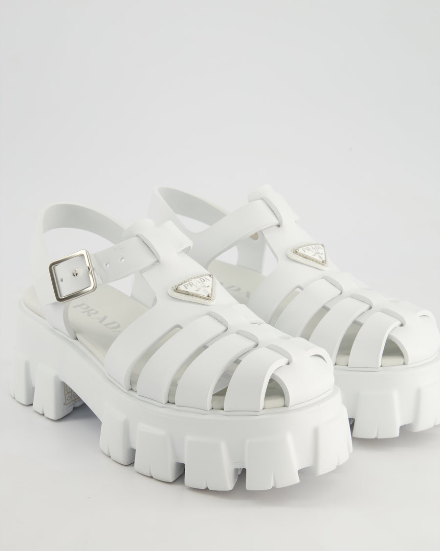 Prada White Rubber Platform Monolith Sandals Size EU 37 RRP £650