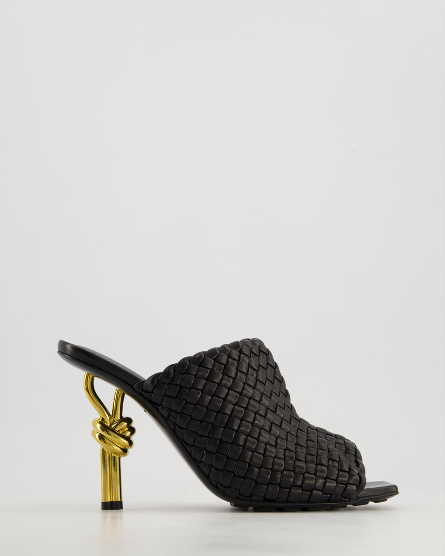 Bottega Veneta Black Intrecciato Knot Leather Mules Size EU 40