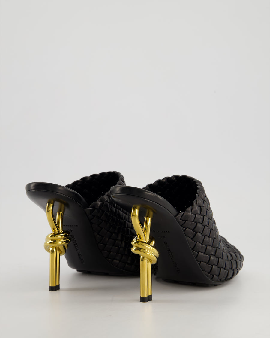Bottega Veneta Black Intrecciato Knot Leather Mules Size EU 40