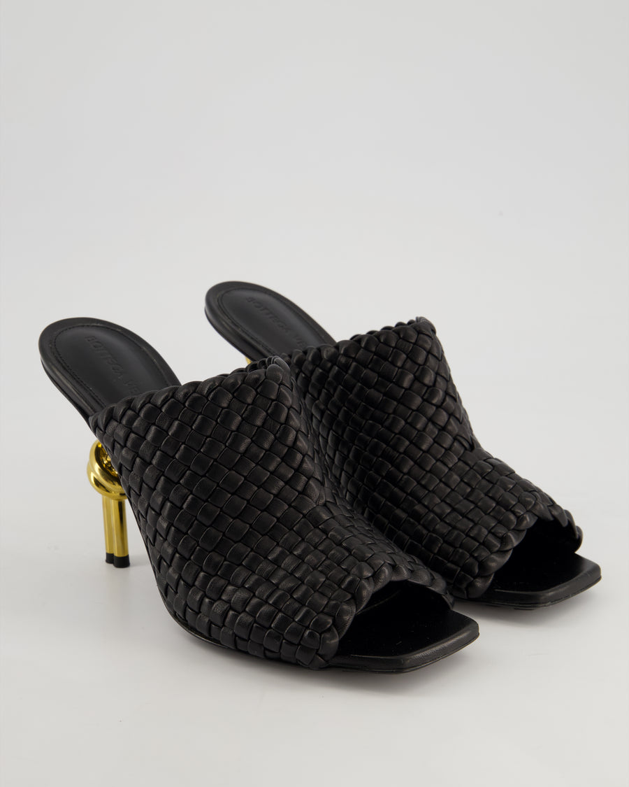 Bottega Veneta Black Intrecciato Knot Leather Mules Size EU 40