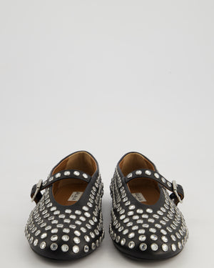 Alaïa Black Leather Crystal Embellished Ballet Flats Size EU 40 RRP £920