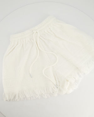 Zimmermann White Towelling Shorts and Crop Top Set With Fringing Detail Size 0 (UK 6-8)