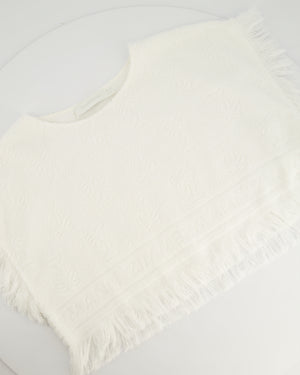Zimmermann White Towelling Shorts and Crop Top Set With Fringing Detail Size 0 (UK 6-8)