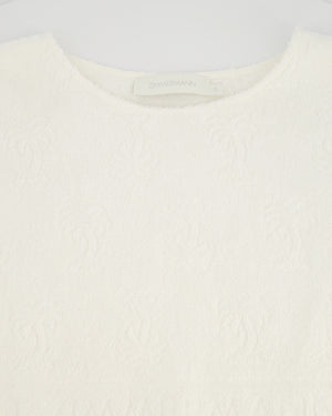 Zimmermann White Towelling Shorts and Crop Top Set With Fringing Detail Size 0 (UK 6-8)