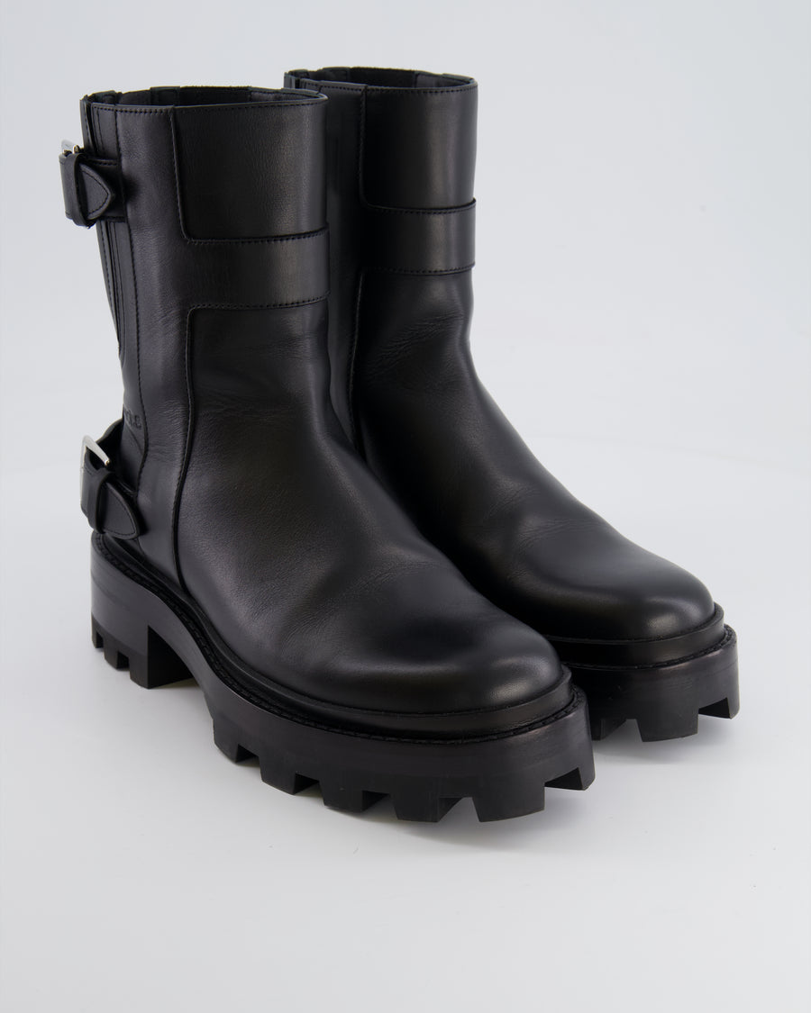 Hermès Black Jaimy Ankle Boots in Calfskin Leather with Buckle Details Size EU 38 RRP £1,940