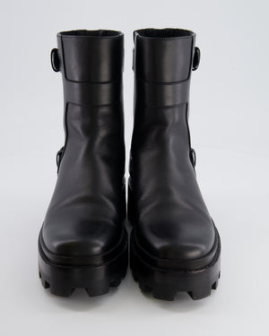Hermès Black Jaimy Ankle Boots in Calfskin Leather with Buckle Details Size EU 38 RRP £1,940