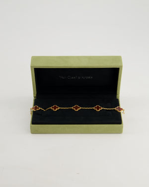 Van Cleef & Arpels Sweet Alhambra 5 Motif Bracelet in 18K Yellow Gold & Carnelian Stone RRP £4,700