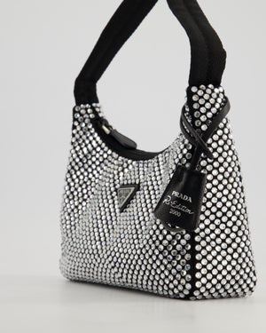 Prada Re-Edition 2000 Black Hobo Bag with Mirrored Sequin Embellishment