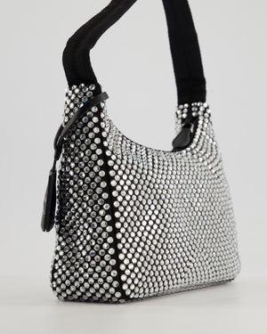 Prada Re-Edition 2000 Black Hobo Bag with Mirrored Sequin Embellishment