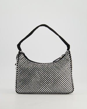 Prada Re-Edition 2000 Black Hobo Bag with Mirrored Sequin Embellishment