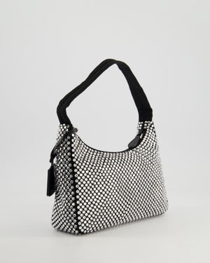 Prada Re-Edition 2000 Black Hobo Bag with Mirrored Sequin Embellishment