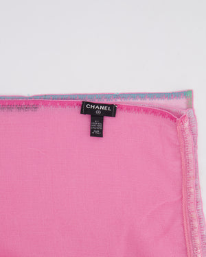 Chanel Pink Wool Shawl with Multicolour CC Logo Detail