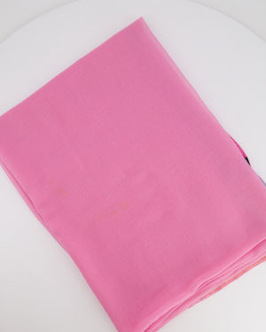 Chanel Pink Wool Shawl with Multicolour CC Logo Detail