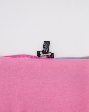 Chanel Pink Wool Shawl with Multicolour CC Logo Detail