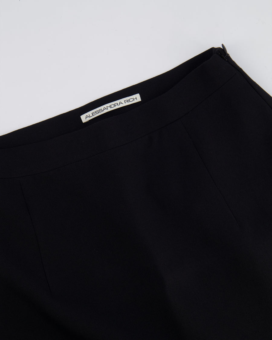 Alessandra Rich Black Wool Mini Skirt Size IT 40 (UK 8)