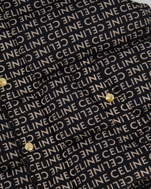 Celine Black and Beige Sleeveless Puffer Jacket with Logo Prints Size XS (UK 6)