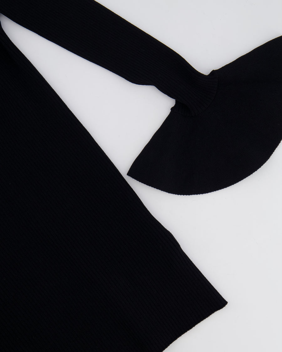 Valentino Black Long Sleeve Ribbed Top with Sleeve Details Size XS (UK 6)