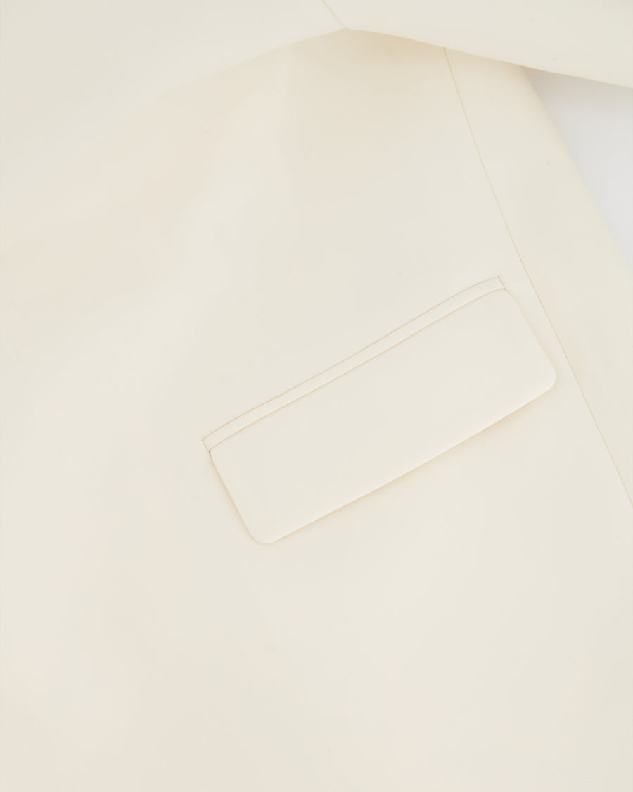 Magda Butrym Cream Satin Oversized Blazer Jacket with Padded Shoulders Size FR 34 (UK 6) RRP £2,070