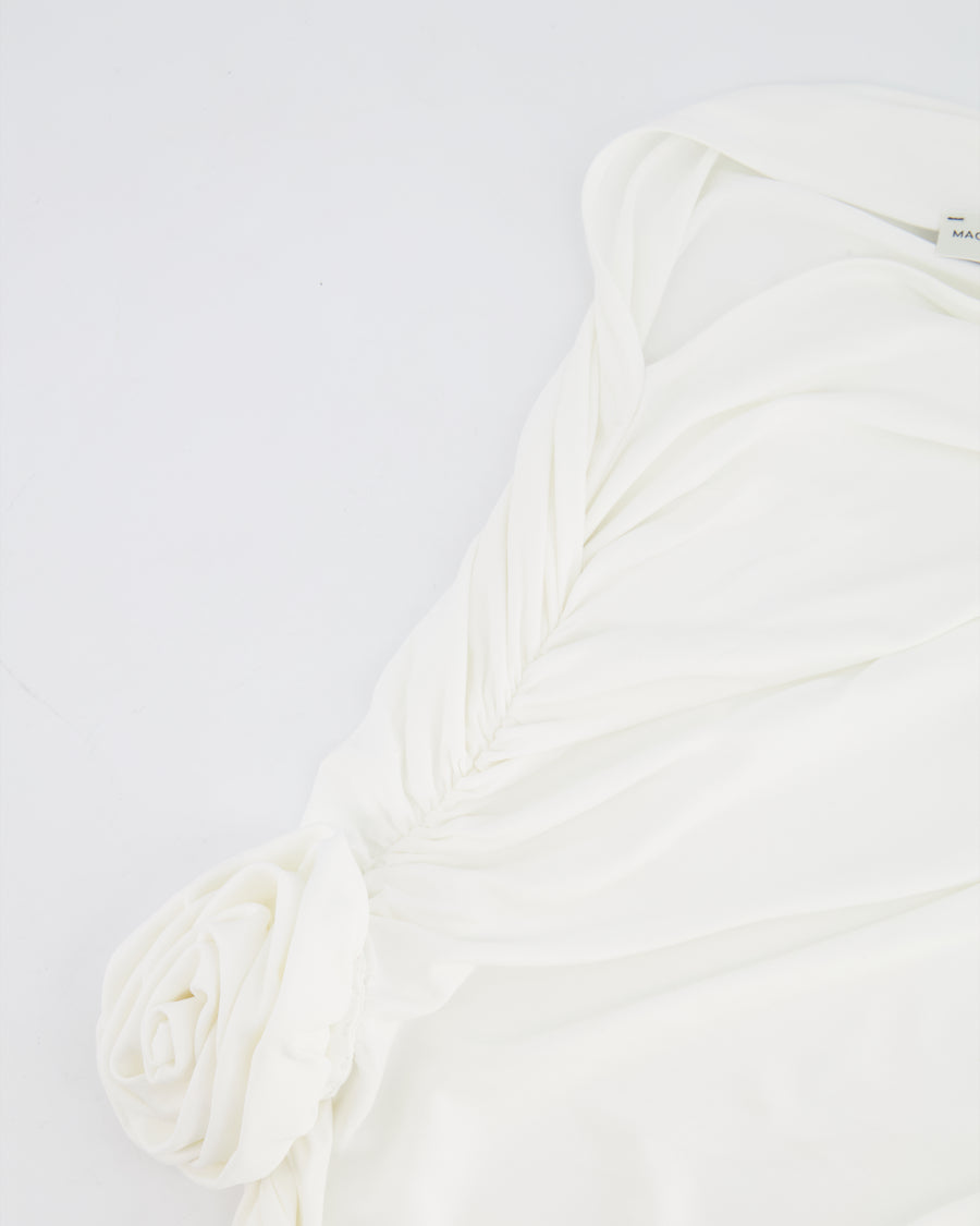 Magda Butrym White One Shoulder Top with Rose Appliqué Details Size FR 36 (UK 8) RRP £695