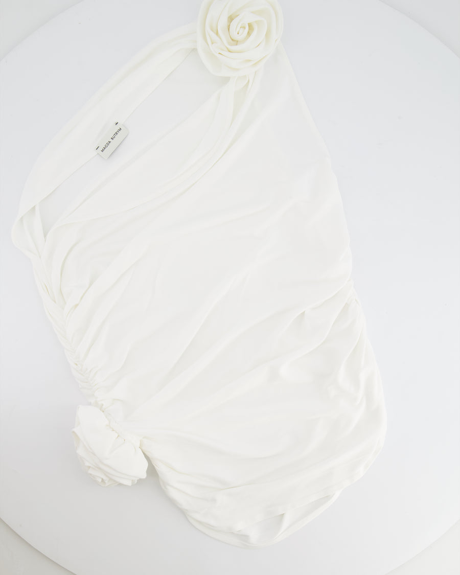 Magda Butrym White One Shoulder Top with Rose Appliqué Details Size FR 36 (UK 8) RRP £695
