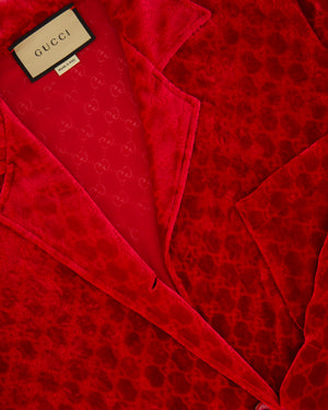 Gucci Red Velvet Long Sleeve GG Monogram Shirt Size IT 38 (UK 6)