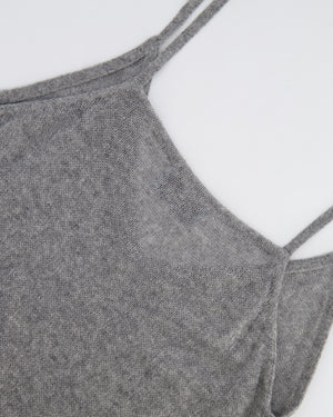 Prada Grey Cashmere Sleeveless Midi Dress with Black Lace Trim Detail Size IT 36 (UK 4)