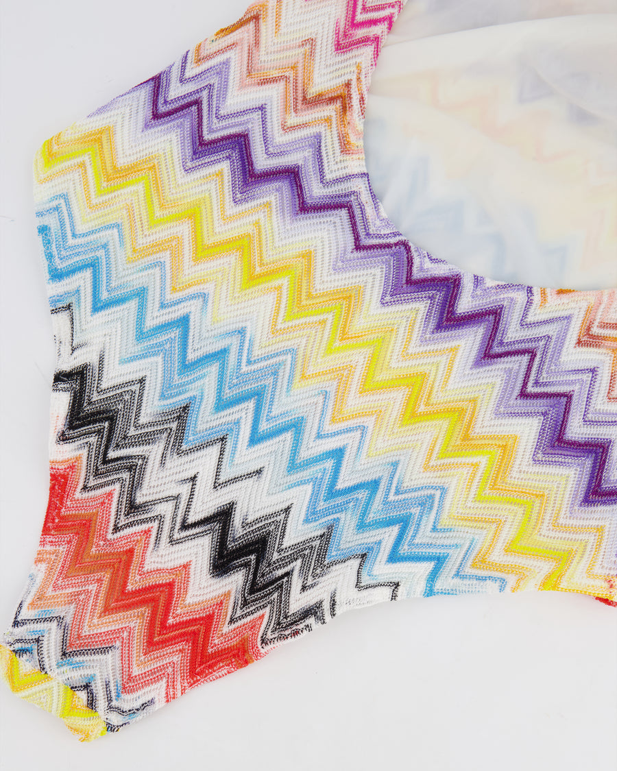 Missoni Multicolour Asymmetric Zigzag One-Piece Swimsuit Size IT 40 (UK 8) RRP £430
