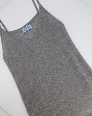Prada Grey Cashmere Sleeveless Midi Dress with Black Lace Trim Detail Size IT 36 (UK 4)