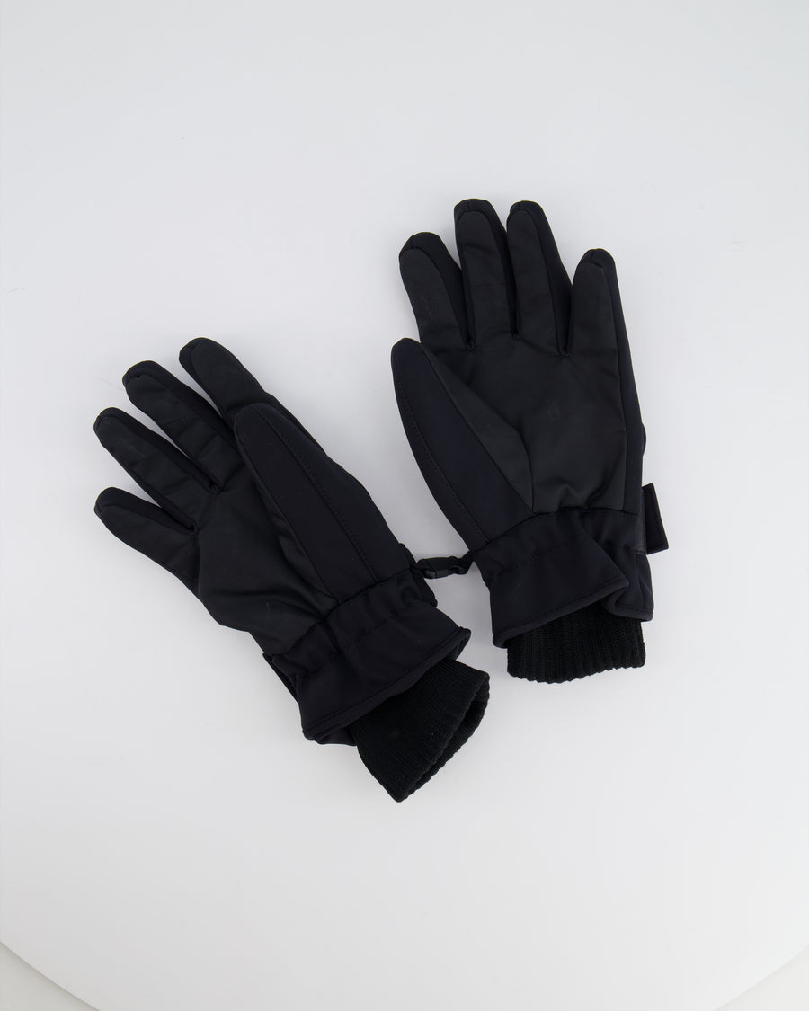 Fendi Black Ski Gloves with White Logo One Size RRP £460