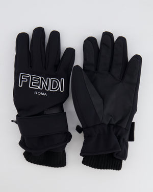 Fendi Black Ski Gloves with White Logo One Size RRP £460