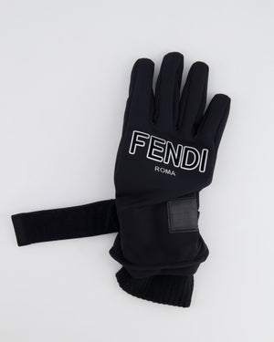 Fendi Black Ski Gloves with White Logo One Size RRP £460