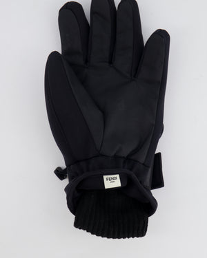 Fendi Black Ski Gloves with White Logo One Size RRP £460