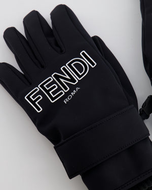 Fendi Black Ski Gloves with White Logo One Size RRP £460