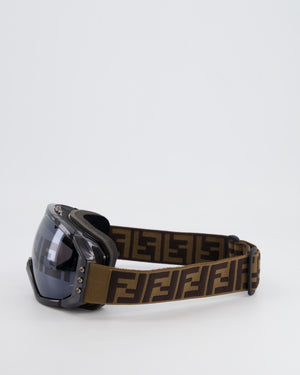 Fendi Brown and Black Ski Goggles with FF Logo Details RRP £570
