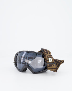 Fendi Brown and Black Ski Goggles with FF Logo Details RRP £570