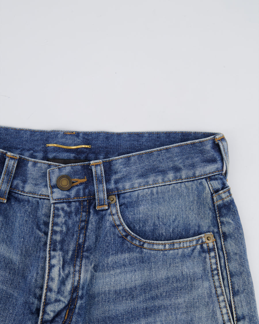 Saint Laurent Blue Denim Maxi Skirt With Trimmed Hem Detail Size 27 (UK 10) RRP £950