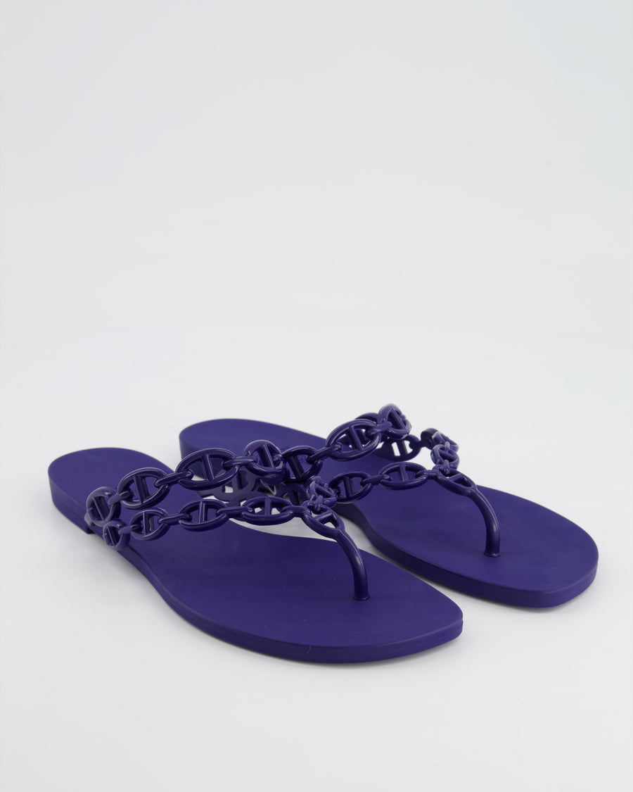 Hermes Island Sandals in Violet Iris with Chaine d'Ancre Details Size EU 38 RRP £315