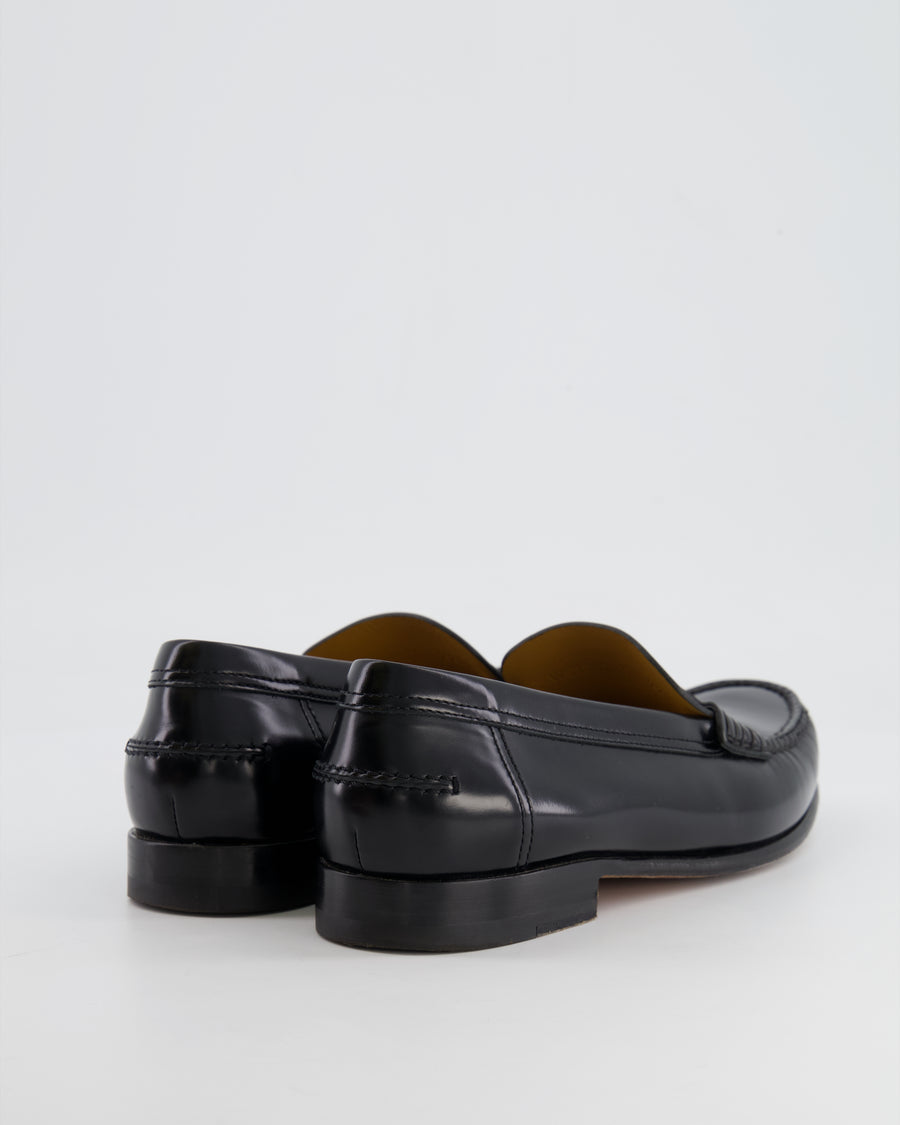 Hermès Black Leather Kennedy Loafers with H Logo Size EU 39 RRP £980