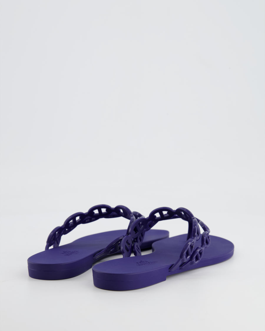 Hermes Island Sandals in Violet Iris with Chaine d'Ancre Details Size EU 38 RRP £315