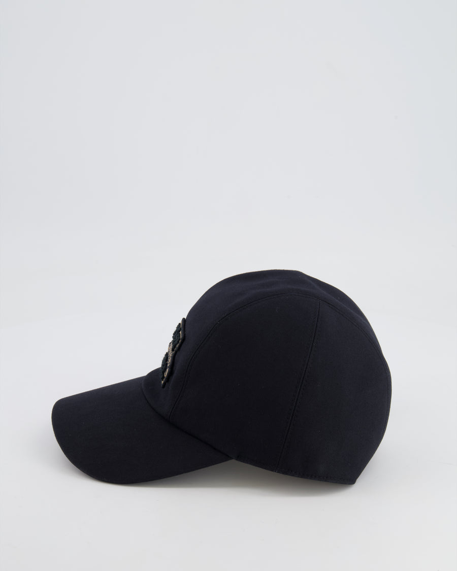 Hermes Black Davis H Sellier Cap Size 57 RRP £350